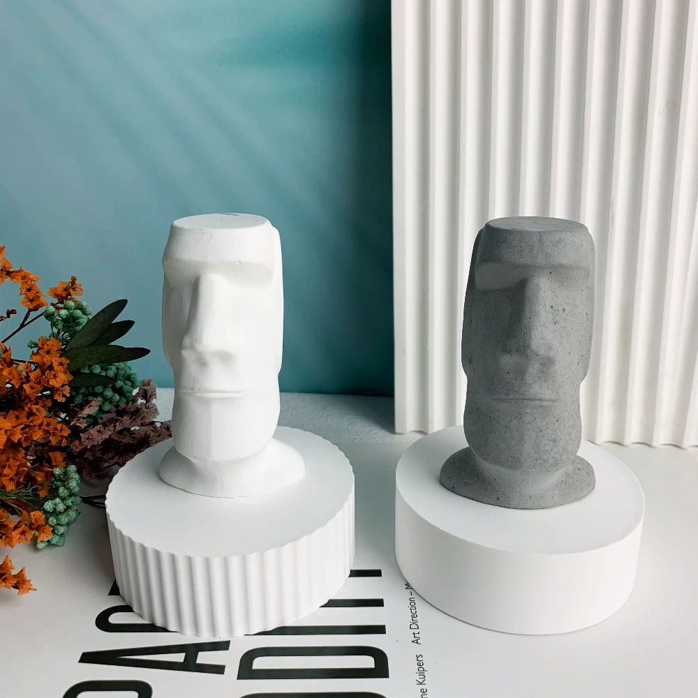 Easter Island Giant Candle Mold Easter Incense Candle Making Plaster Portrait Nordic Style Candle Form Silicone Mold 3D Handmade