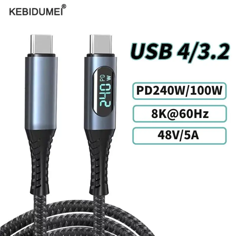 USB4.0 40Gbps 10Gbps Thunderbolt 4 Type C to C Cable PD 240W Fast Charging Cable 8K@60Hz for MacBook Laptop Switch