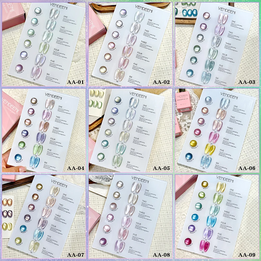 

Vendeeni 6 цветов/набор Crystal Cat Eye Гель-лак для ногтей TPO HEMA FREE Полуперманентный магнитный УФ-лак для геля с дисплеем