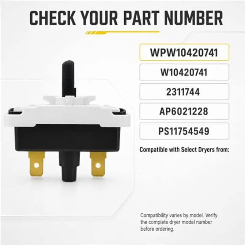 L68A For Bryxium Push-Button Start Kit For Whirlpool, Kenmore, Amana-Dryer Start Switch WPW10420741 Replacement