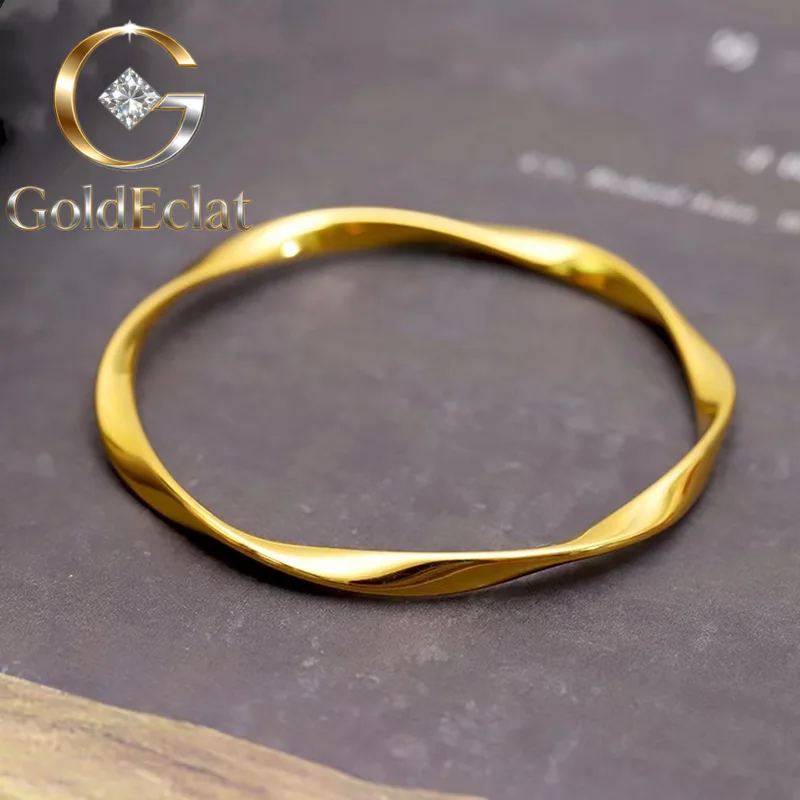 GoldEclat   Luxury 24K 9999 Pure Gold real gold Mobius Bracelet Love Endless Loop Bracelet Women's Closed Mouth Bracelet