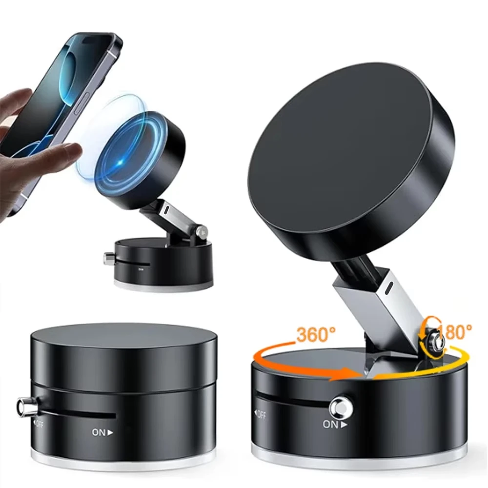 360° Rotation Vacuum Double Sided Magnetic Suction Cup Car Phone Holder Car Dashboard Mobile Cell Support Foldable Phone Bracket