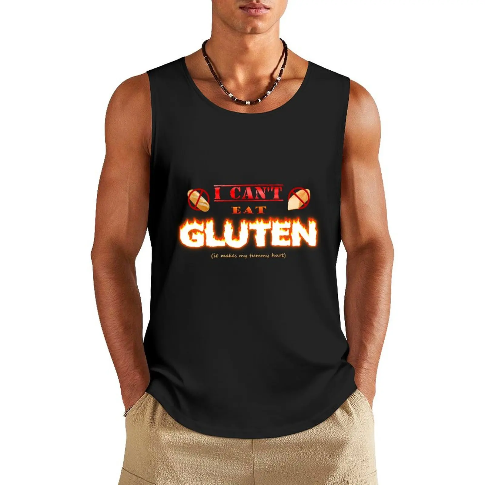 

I can't eat gluten it makes my tummy hurt gluten intolerant celiac meme Tank Top Sleeveless T-shirt summer clothes man 2024