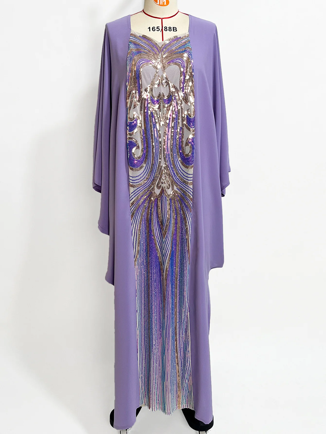 Purple Muslim Dress for Women Moroccan Kaftan Luxury Arab Dubai Abaya Islam Jalabiya Marocain Turkey Dresses Sequins Robe