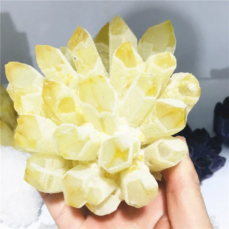 Natural crystal yellow halo quartz cluster crystal home decoration