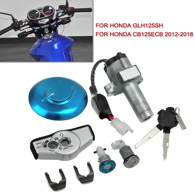 Ignition Switch Ignition Fuel Cover Helmet Lock Switch Kit For Honda GLH125SH GLH 125 SH CB125E 2012-2018