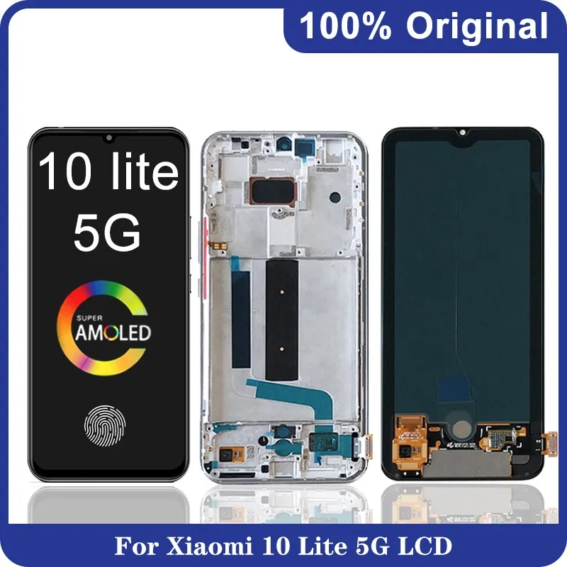 

6.57" Original For Xiaomi Mi 10 Lite 5G LCD Display Replacement Touch Screen MI10 Lite 5G Mi10lite M2002J9G LCD Mi 10 Lite LCD