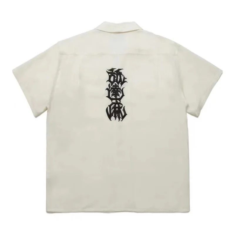 WACKO MARIA White Black High-end Embroidery Killer Music Hawaii Short Sleeve Shirt Summer Men's Women's Brand Shirt