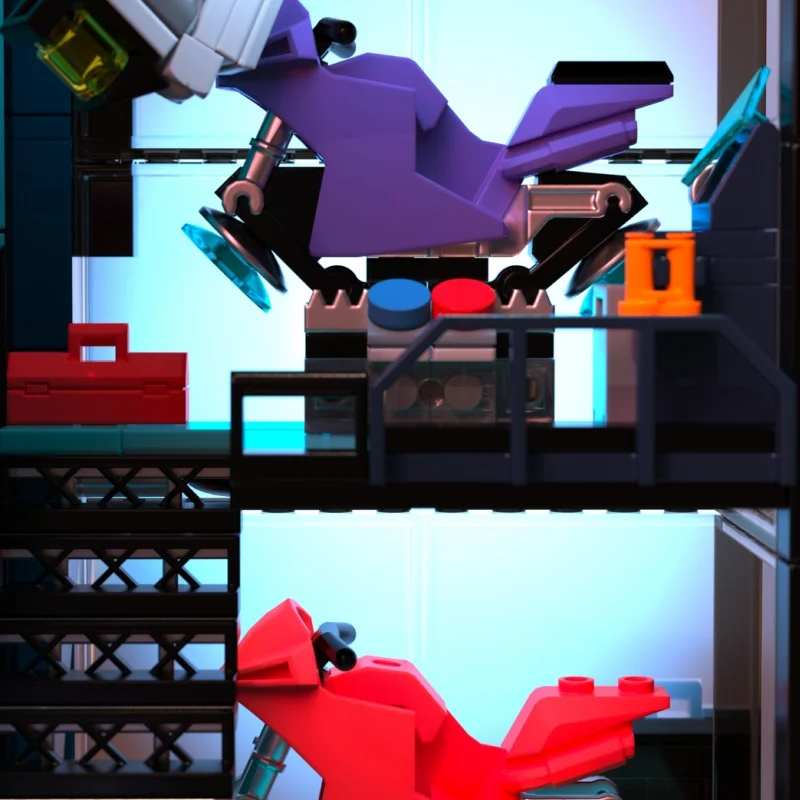 Blocos de construção de cidade de reparo cibernético futuro punk cidade modelo de arquitetura para crianças brinquedos presentes de aniversário ornamento de mesa com led