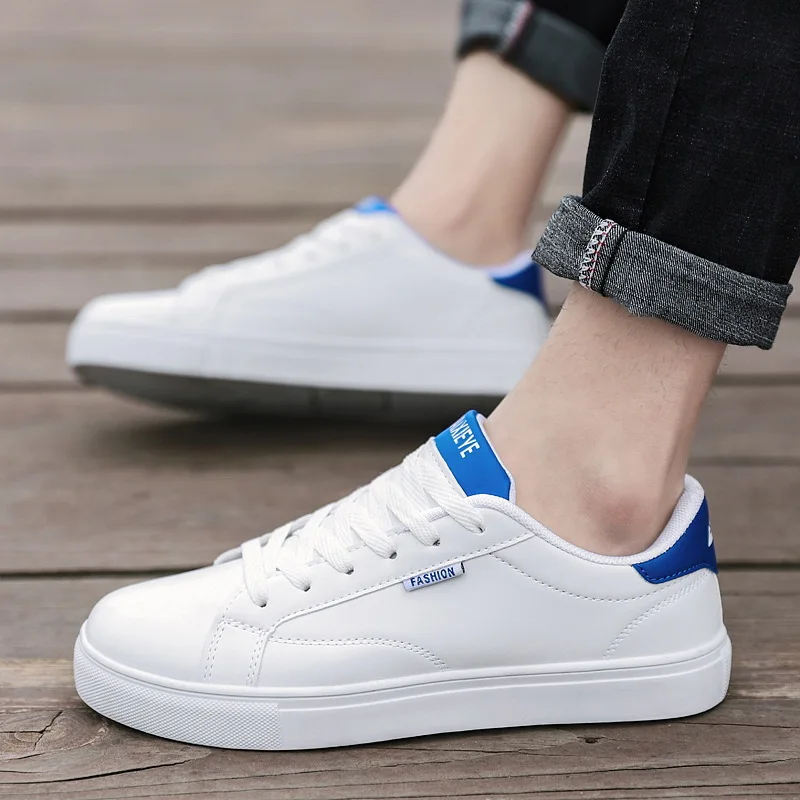 White Shoes Men Leather Sneakers Boys Casual Cheap Shoes Spring Runway Vulcanized Shoes Man\'s Sneakers