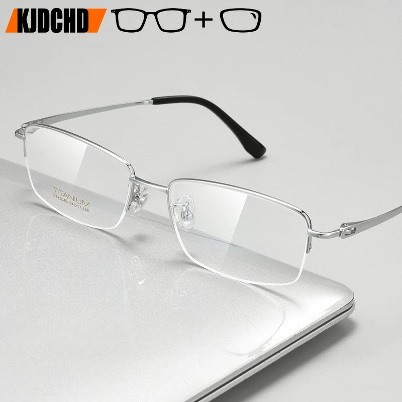 

KJDCHD титановые прогрессивные очки по рецепту мужские квадратные антисиний свет фотохромные очки оптические очки для близорукости