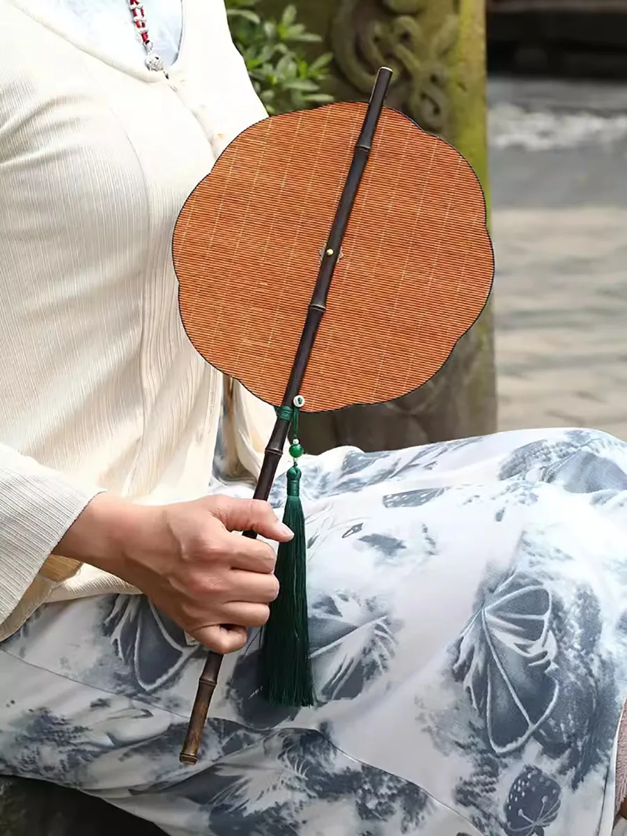 

Vintage Bamboo Fans Chinese Foldable Summer Waist Fan Ancient Style Hanfu Cooler Fan Mamian Dress Accessory Crafts Shooting Prop