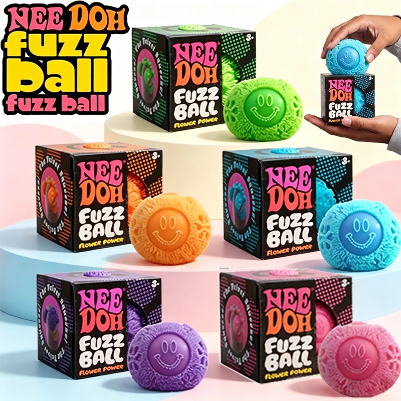 Needoh Fuzz Ball Flower Power Fidget Stress Relief Toy Non-toxic Quick Rebound Release Pressure Venting Knead Give Gift Heal Toy