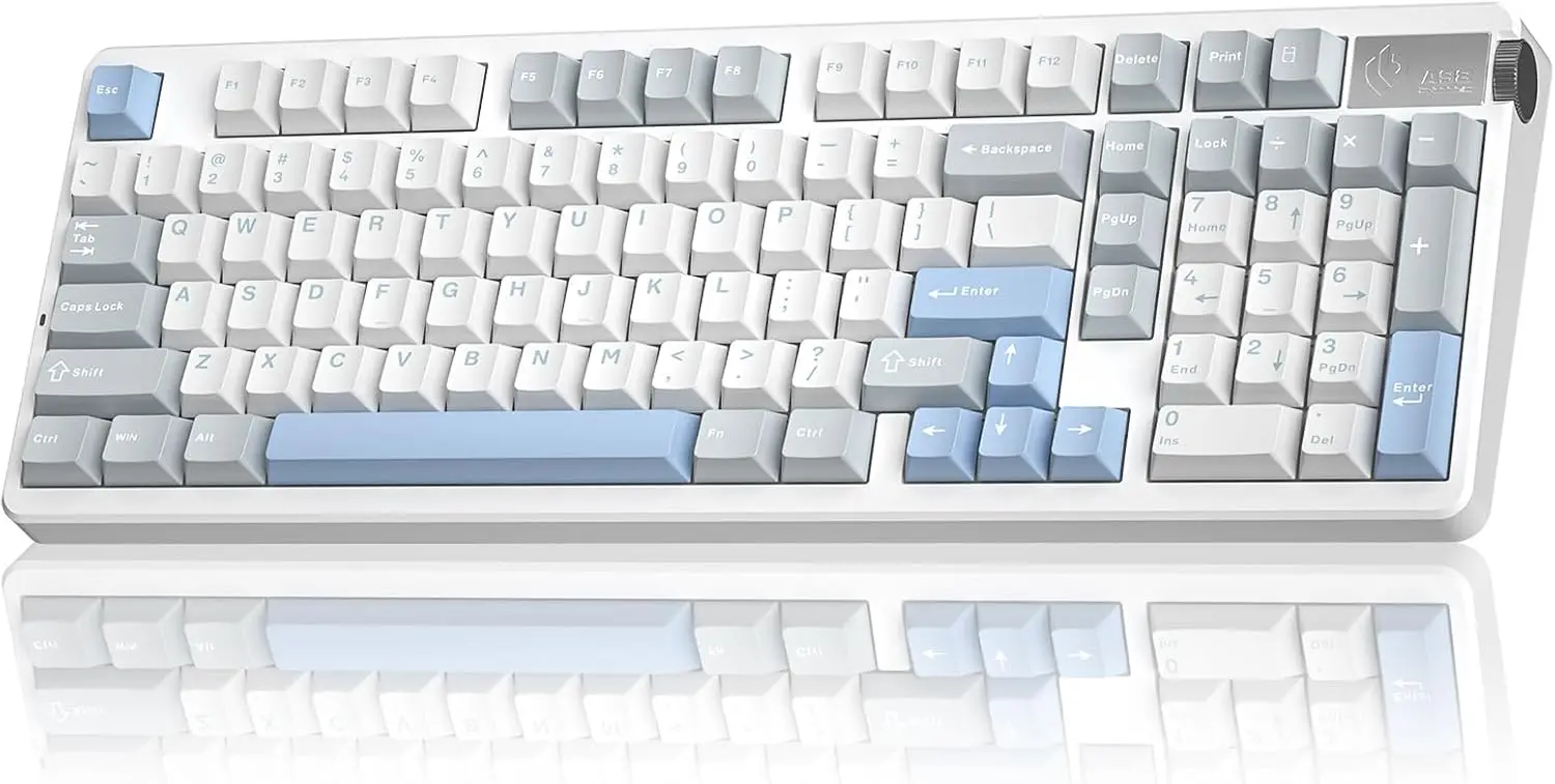 Wireless Mechanical Keyboard with Tri-Mode, RGB Backlit, Hot Swappable Gasket Structure, Knob for PC Gaming