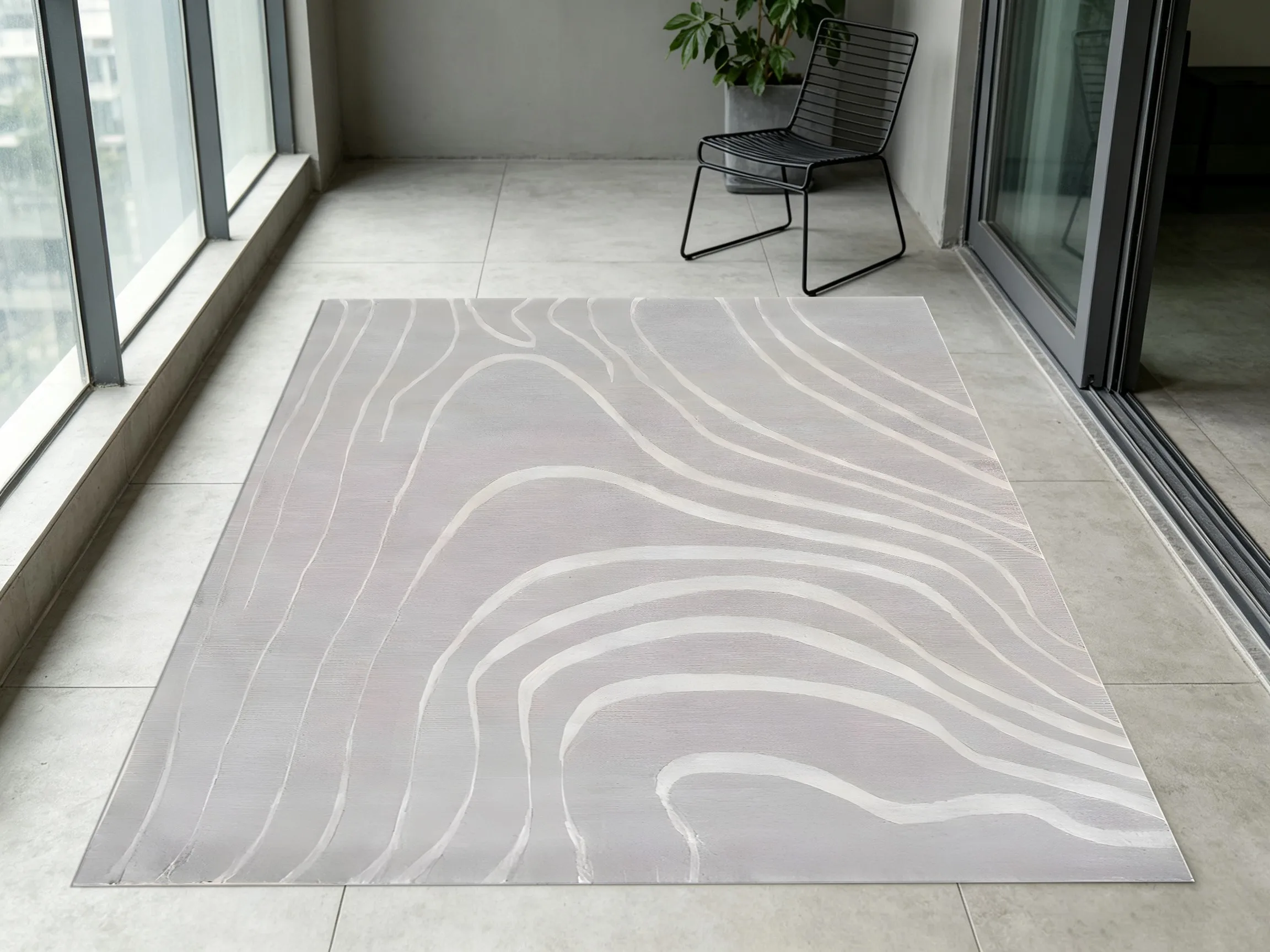 Light Gray Milky White Wabi-Sabi Velvet Rug, Tranquil Sophisticated Decor for Living Room, Bedroom & Bedside