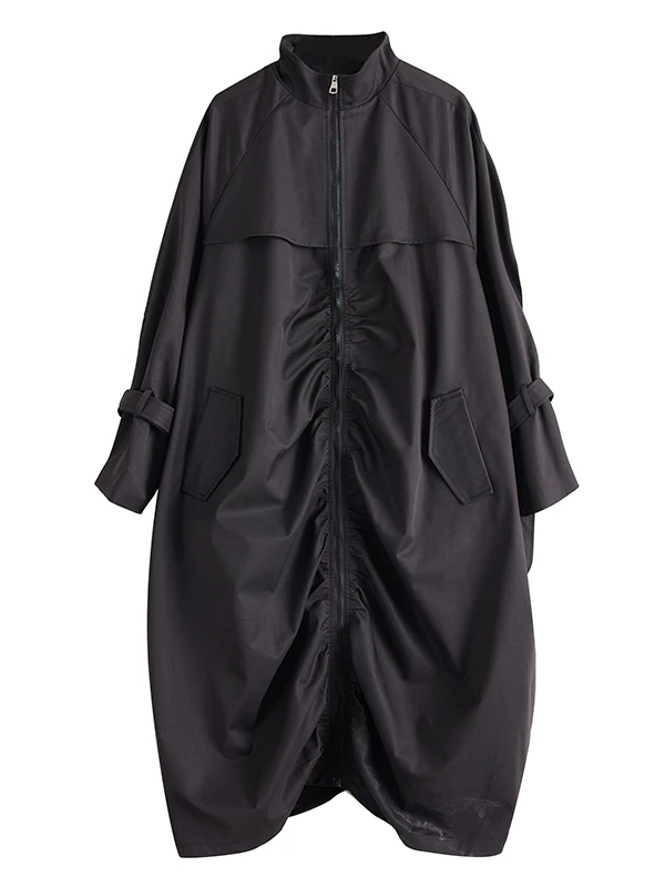 Autentyczny Artystyczny Casualowy Długi Płaszcz Jesienno-Zimowy Koreański Luźny Płaszcz Wierzchni Średniej Długości Wiatrówka Damska Faion