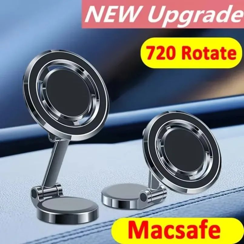 

Универсальный магнитный держатель для телефона в автомобиль, складной, 720 ° Вращающаяся металлическая подставка для iPhone 17 16 15 14 13 12 Pro Max Samsung Xiaomi