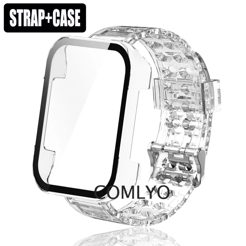 

Чехол 2 в 1 для Realme watch 3, защитная пленка для экрана из закаленного стекла, полное покрытие, прозрачный ремешок из ТПУ, браслет