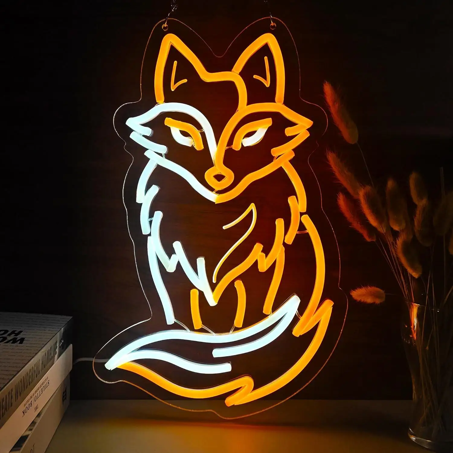 Fox Neon Sign Animal USB Dimmable LED Neon Lights for kids Men Bedroom Living Room Man Cave Home Decoration Wall light Gifts