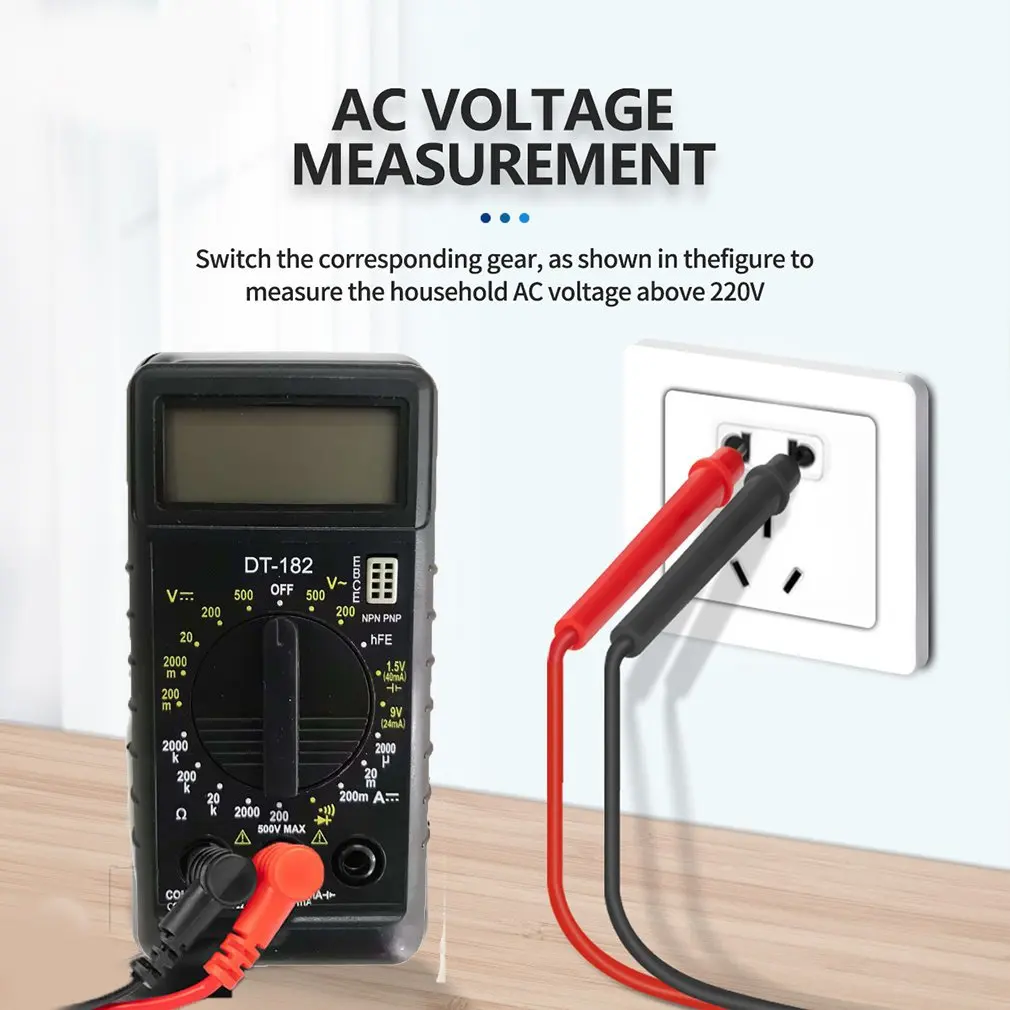 DT-182 Digitale Mini Multimeter Dc/Ac Spanning Stroommeter Handheld Pocket Voltmeter Ampèremeter Diode Triode Tester Multitester