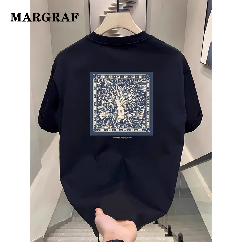 

Design-sensual Printing for Men's Summer Pure Cotton Niche Short-sleeved T-shirt Trendy Half-sleeved Base Shirt