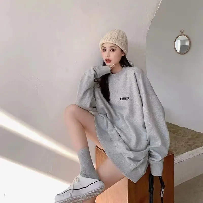 

Толстовки женские осенне-зимние женские костюмы для отдыха розовые эстетические тонкие с круглым вырезом спереди сзади готические буквы готическая молния Y2K