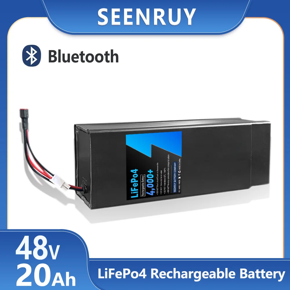 48v 20AH  Lifepo4 Battery Pack easy to carry Built in BMS Optional Bluetooth for electric motorcycle  + 5A charger