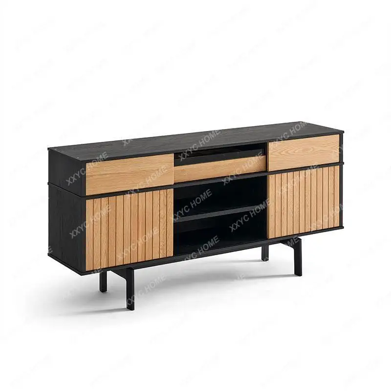 AA  solid wood dining side cabinet entrance cabinet current style light luxury living room locker wabi sandy wind TV cabinet