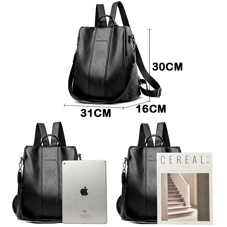 Anti-theft Leather Backpack Purses Women Vintage Shoulder Bag Ladies Large Capacity Travel Rucksack School Bags Girls Mochila