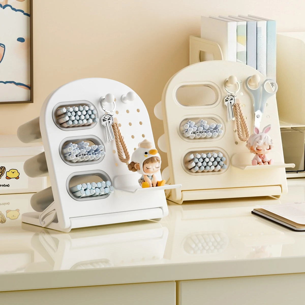 Desktop Stationery Storage Rack Hole Board Pen Holder Multifunctional Cosmetic Brush Classification Organizer Shelf