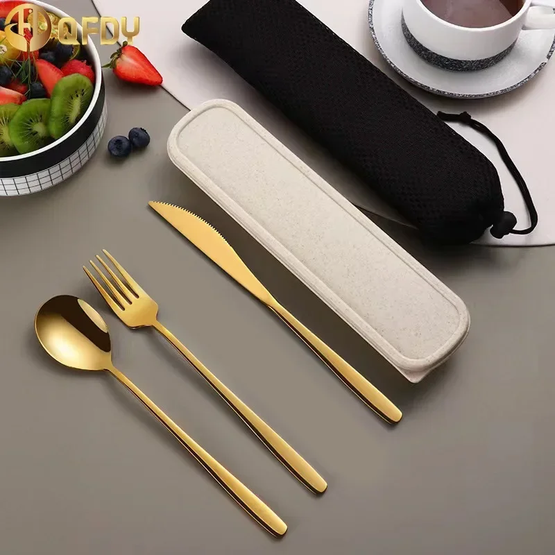 

304 Tableware Set Portable Cutlery Set Dinnerware Set High Quality Stainless Steel Knife Fork Spoon Travel Flatware with Box