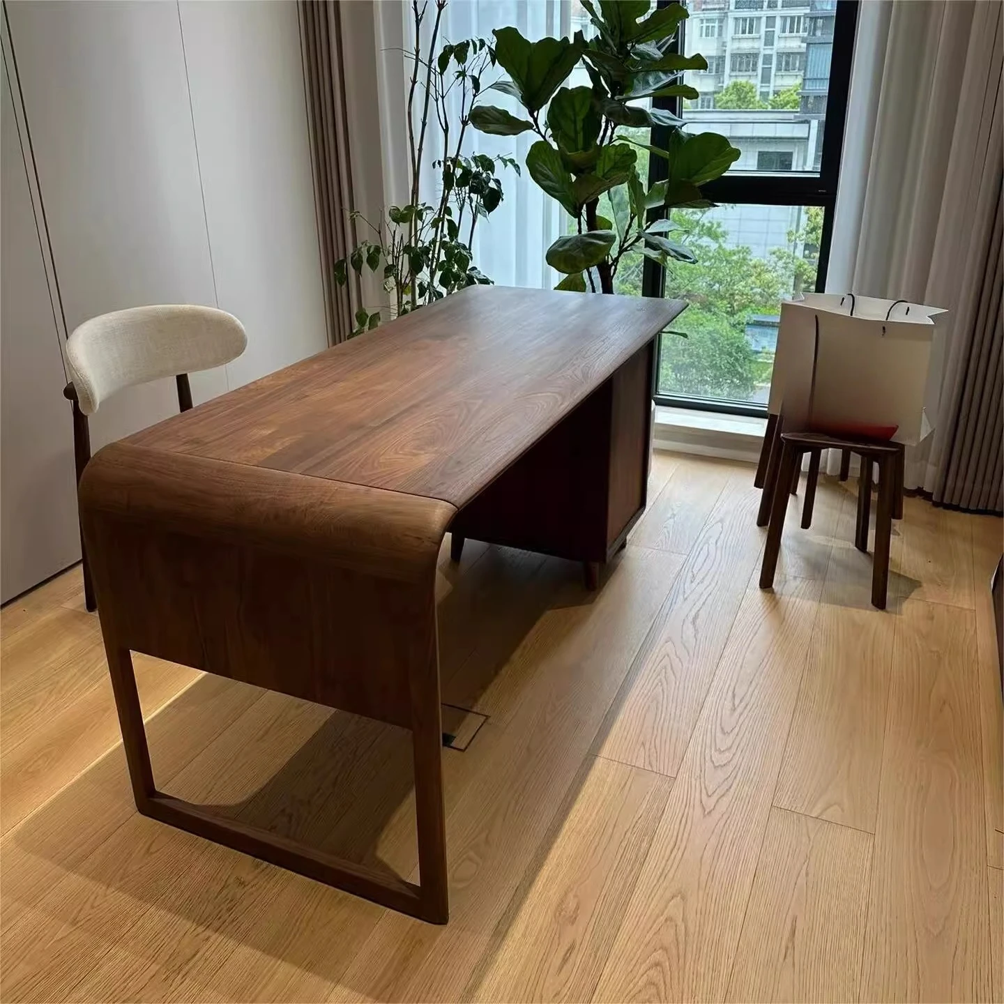North American black walnut casual practical office tea table tea table multi-functional desk household new Chinese solid wood