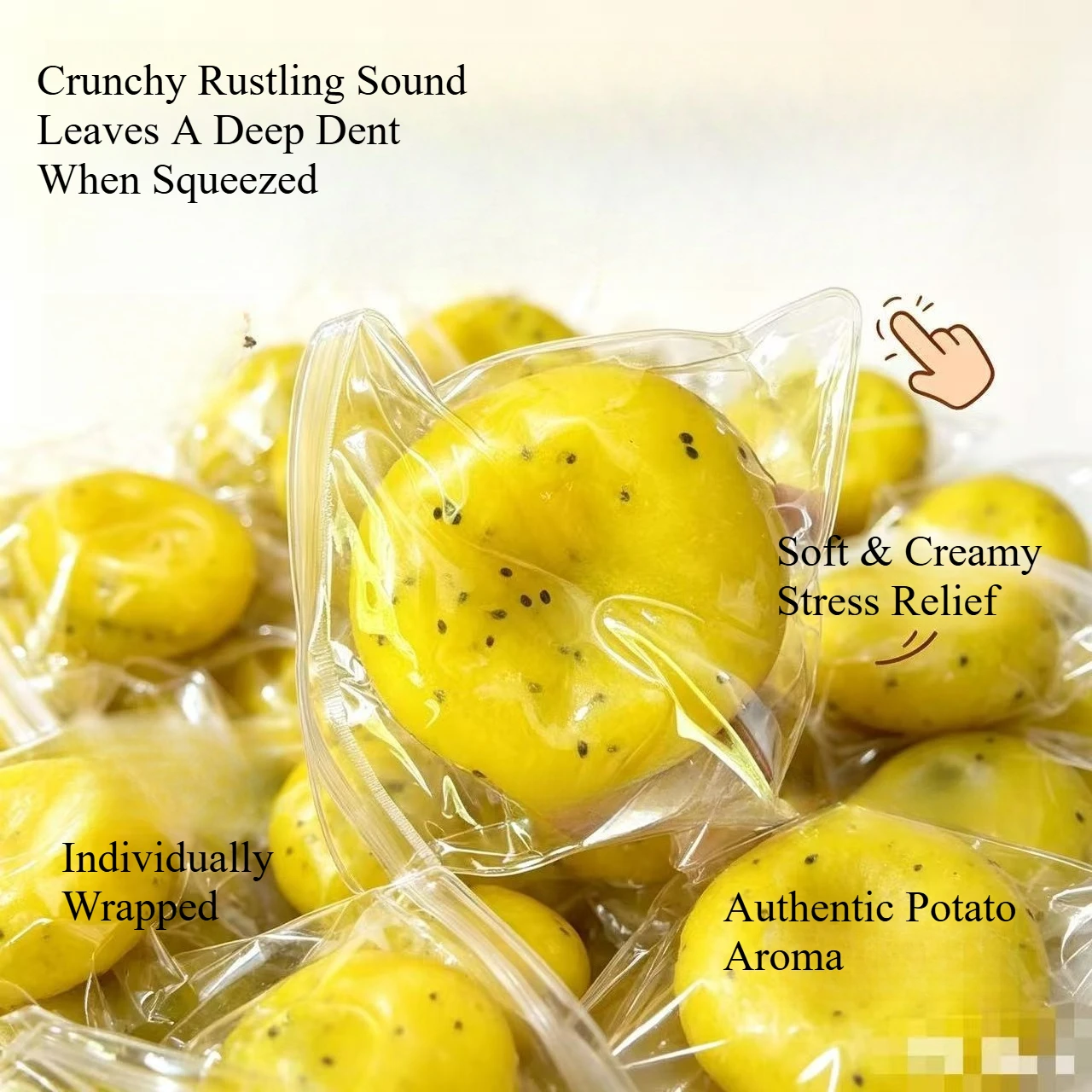 Squishy Fluid Potato Stress Relief Toy Filled with Vaseline, Realistic Food Play Potato Squeeze Ball, Malleable Potato Squish