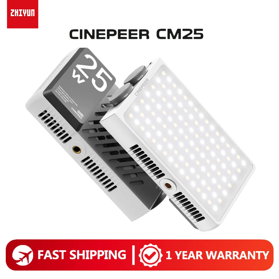 

ZHIYUN CINEPEER CM25 25 Вт 2700 К до 6200 К двухцветный ручной карманный светодиодный светильник для видеосъемки заполняющий свет CRI 96 TLCI 97