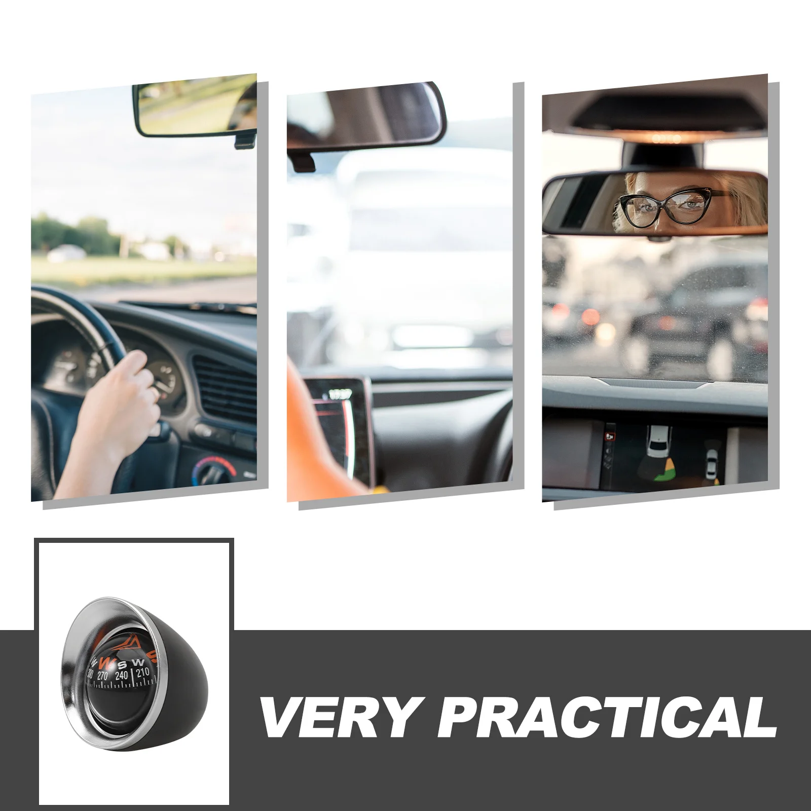 

Car Compass Ball Black Automotive Navigation Direction Compass for Dashboard Mount Vehicle Boat Essential Gear