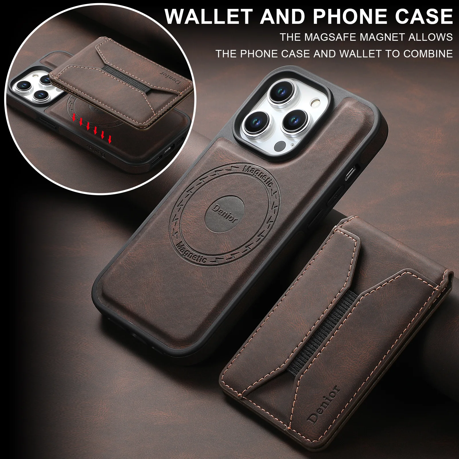Magnetic Wireless Charging Case for iPhone 12 13 14 15 16 17 18 Pro Max 16 Plus Leather Wallet Card Bag Slots Holder Cover