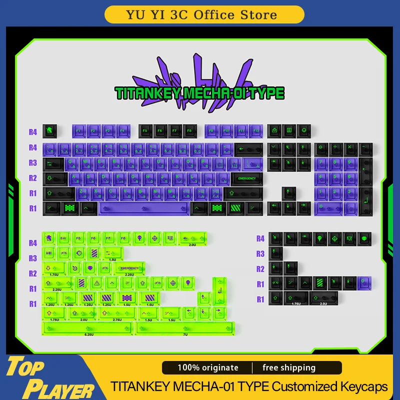 

Titankey Eva-01 Keycaps Pc Full Translucent Large Full Set Of 171 Keys High Translucent Wear Resistant Original Height Keycaps