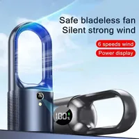 Electric Rechargeable Fan Bladeless Floor Standing Fan Cooling Child Safety Tower 2000mAh Fan Household Air Cooler 6 Gears