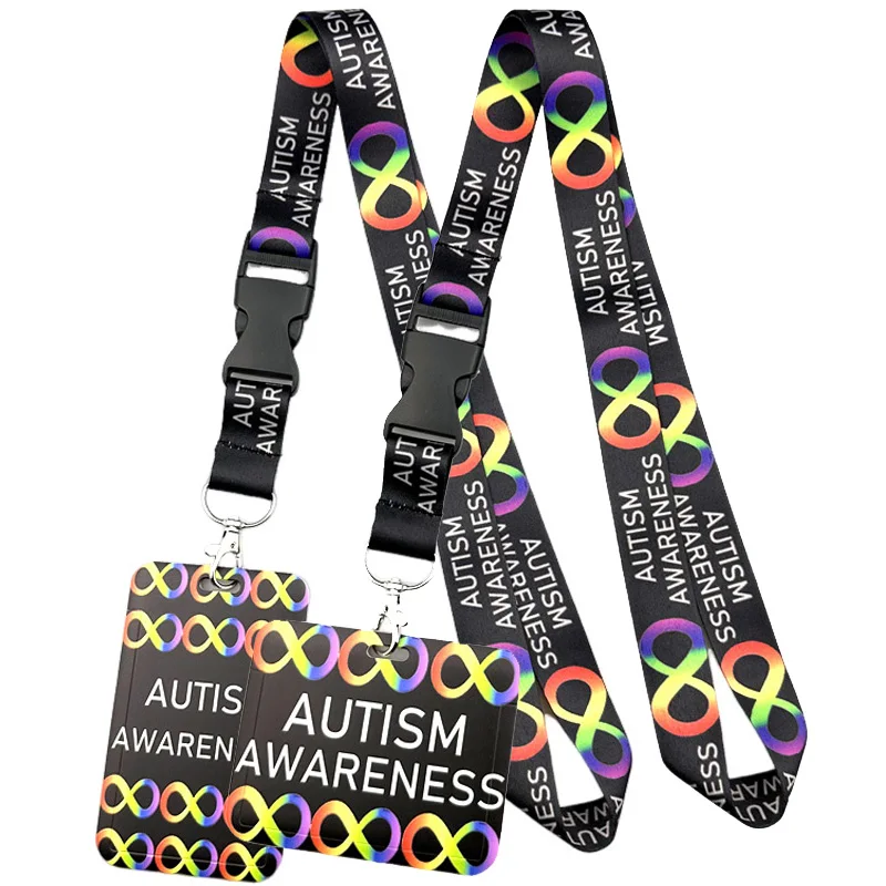 Autism Awareness Neck Strap Lanyards ID badge card holder keychain Mobile Phone Strap Gift Ribbon webbing necklace Decorations