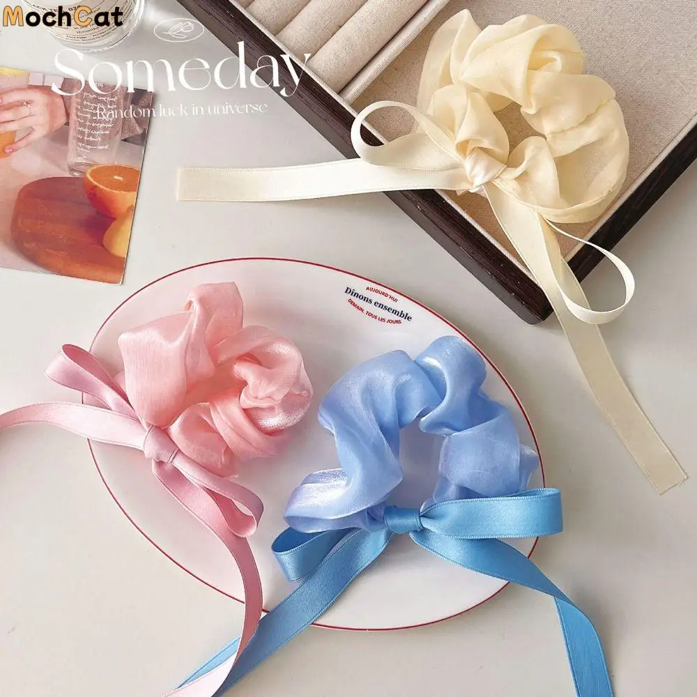 

Bowknot Hair Bands New Headwear Ponytail Holder Hair Rubber Bands Women Balletcore Scrunchies Ribbon Bow Hair Ties Tassel
