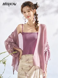 MISHOW Sunscreen Shirt  Separately 2024 Summer Lyocell Fabric Chinese Loose Sleeves Pleated Lantern Sleeve Cardigan MXD12W0323