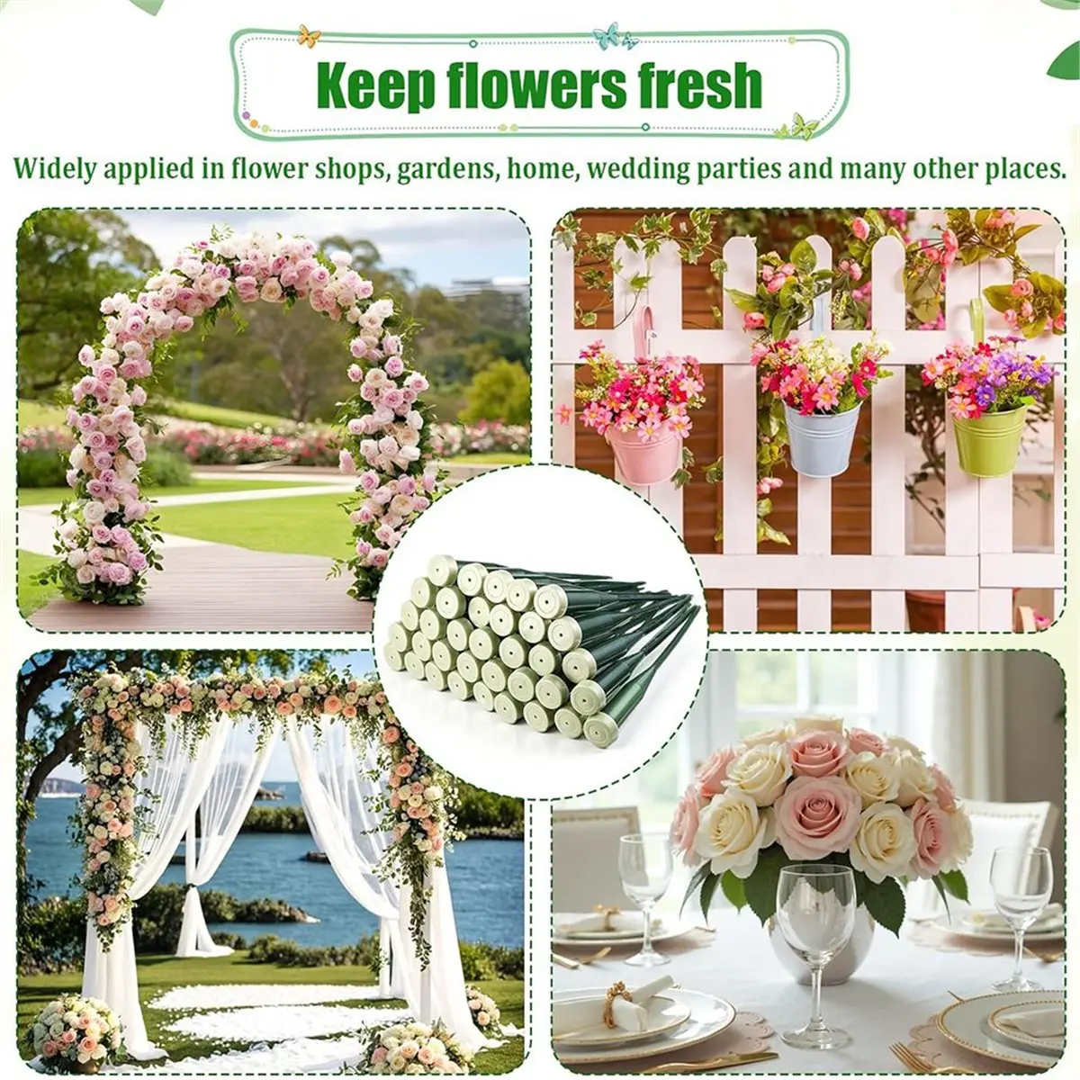 618 Mega Sale 150 Pcs 6 Inch Floral Water Tubes with Rubber Caps for Flower Arrangements