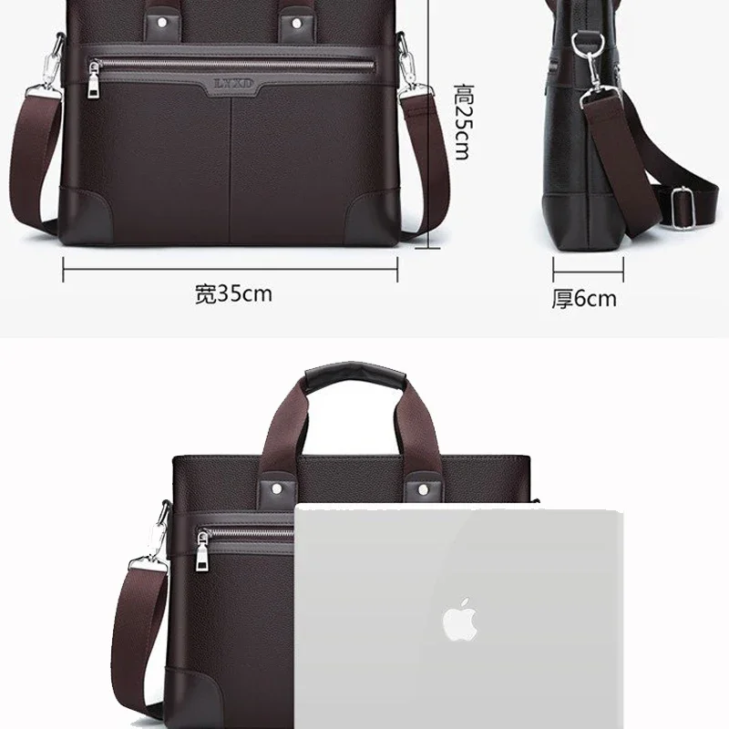 PU Leather Briefcase for Man Documents Designer Executive Handbag Laptop 14 Shoulder Business Messenger Tote Bag Husband