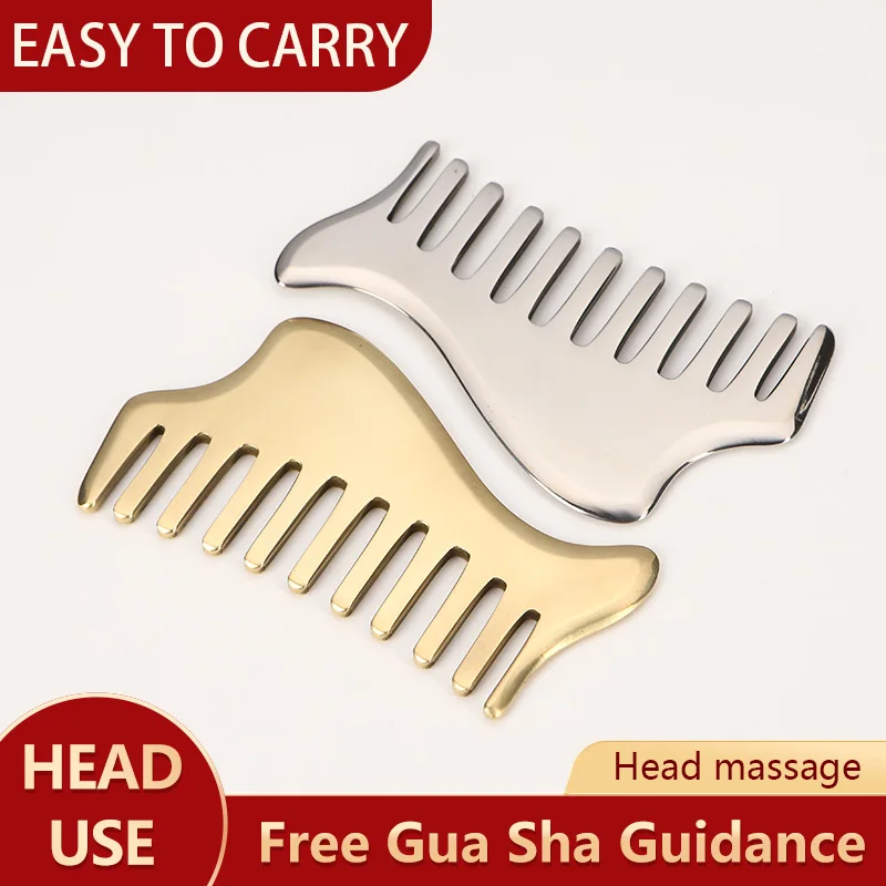 Copper Guasha Face Scraper Head Massage Comb Gua Sha Scraping Hair Comb Scalp Care Massager Tool SPA Trigger guasha comb