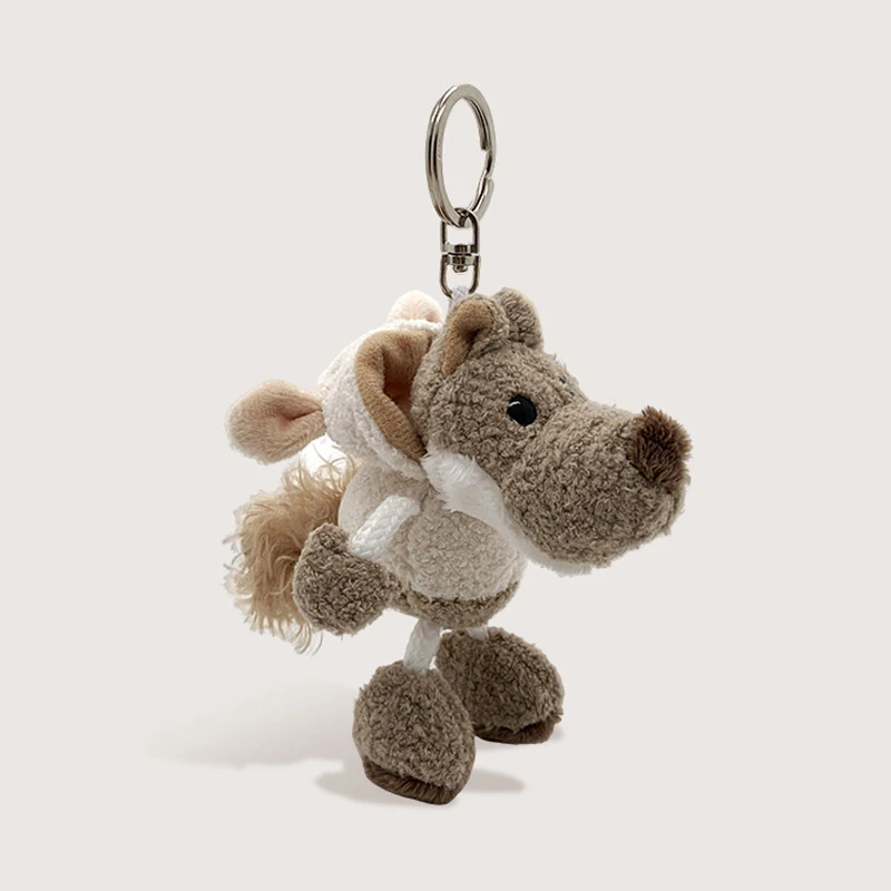 10cm Cute Fluffy Fur Wolf Keychain Mini Plush Doll Schoolbag Charm Mini Pendant Keychain Plush Bag Charm Children's Toys Gifts