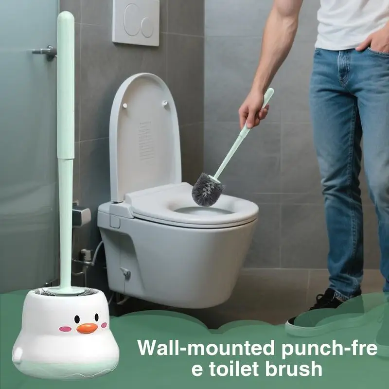 Toilet Brush And Holder Set Cute Toilet Brush And Holder Set Non-Punch Compact Ergonomic Stain Remover Dead Corner Cleaner