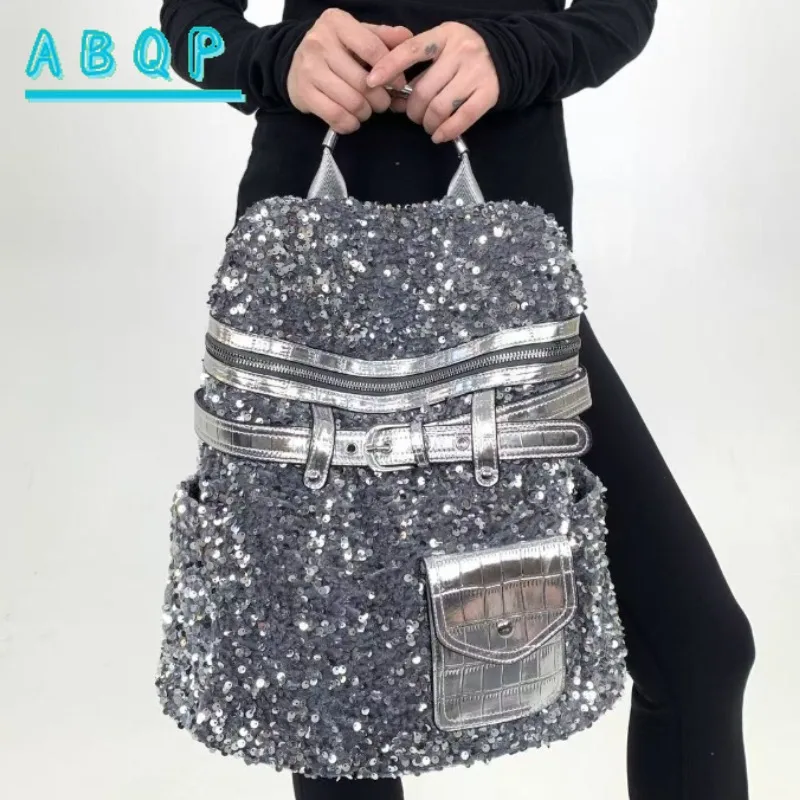 

New Women's Sequin Backpack Luxury Brand Fashion Shiny Women's Backpack Large Capacity Personalized Leisure Travel Backpack
