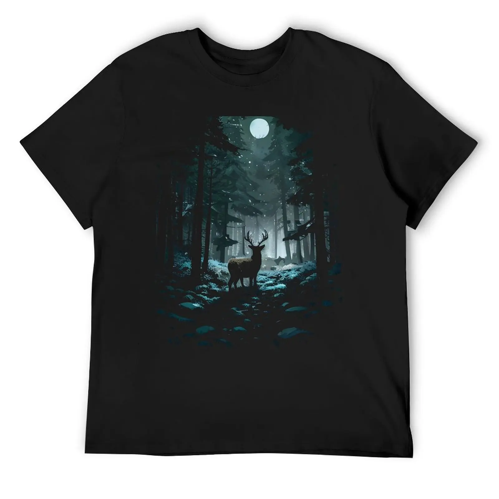 Winter Woods Deer - Night Snow and Moon T-Shirt summer clothes aesthetic clothes graphics mens t shirt graphic