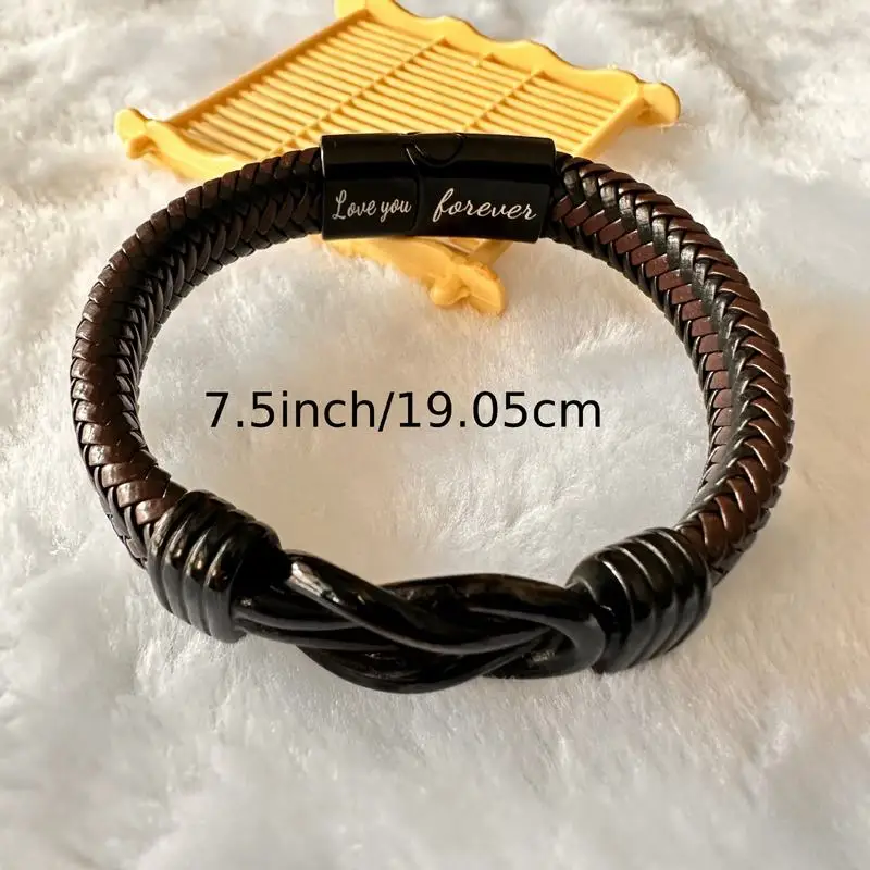 10 Pieces Stainless Steel Customized Engraving Design Personalized Leather Retro Punk Magnetic Bracelet for Partner