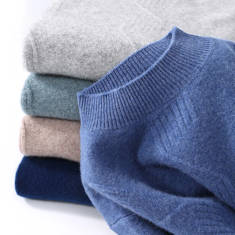 Men's Knitted  Sweater, Autumn /Winter New Thickened  Warm Wool sweater, Semi high neck, Musical Note Jacquard Casual  Loose Top